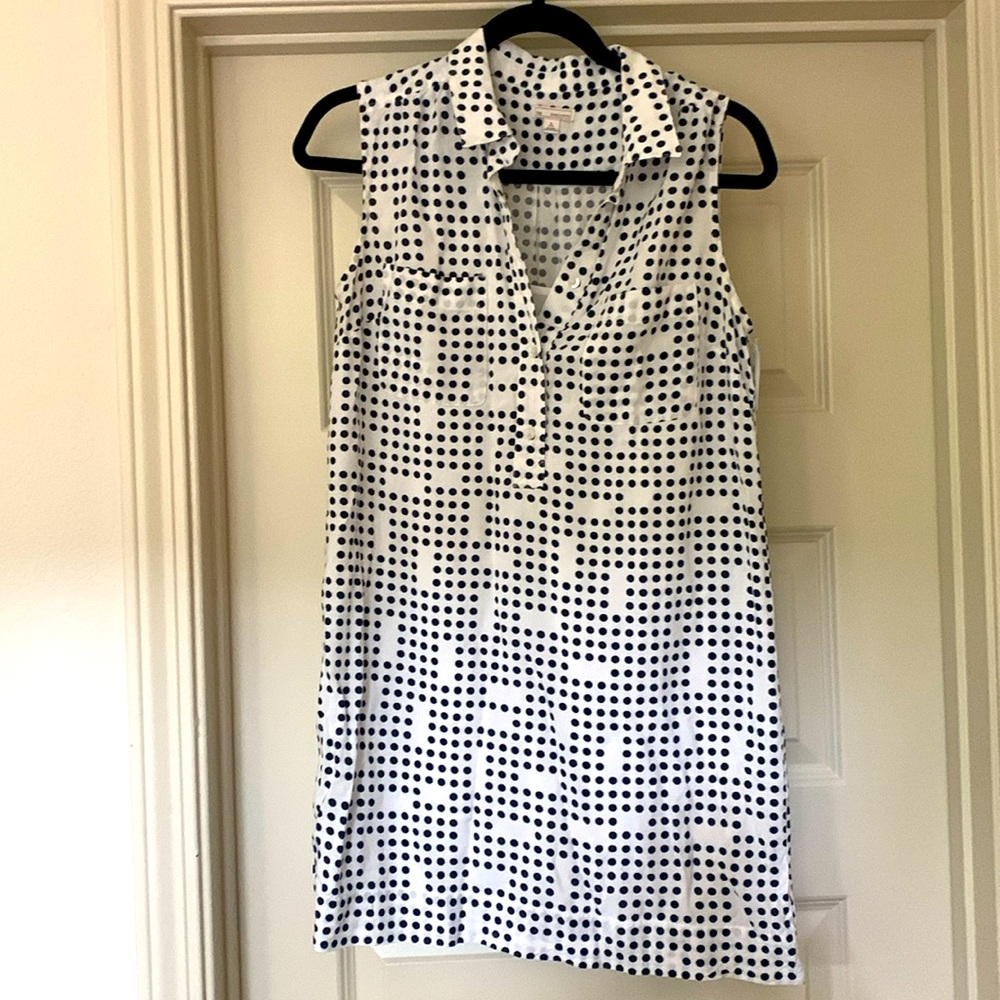 Gap Vintage blue & white polka dot collar shift dress S/P